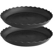 Grjoprt front view of two 10-inch saucers showing rim and size benefit