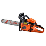 GTHAN STORE chainsaw front view showing controls and ergonomic grip for easier handling