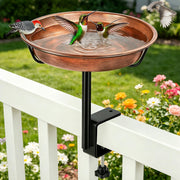 Gtongoko front view mounted birdbath showing secure clamp and quick setup