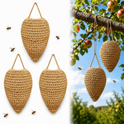 Gullora front view showing three crochet wasp nest decoys deterring insects