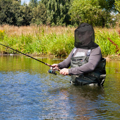 gumkeg net fitted over hat demonstrating full face visibility