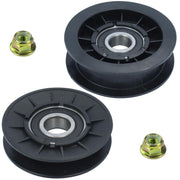 GUSUHAWK front view of idler pulley kit showing both pulleys and nut for easy replacement