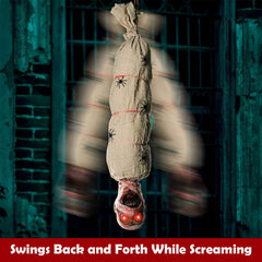 GUTE hanging corpse swinging on a porch to startle approaching visitors