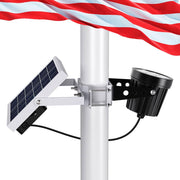 Hainee front view of flag pole light showing compact weatherproof housing and bright LEDs