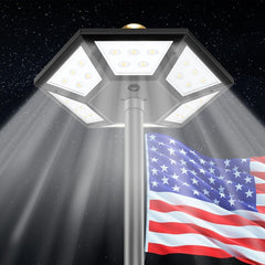 Hainee front view of flag pole light showing design and bright output