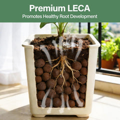 Halatool pebbles in a net pot demonstrating root support for hydroponic setups