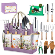 halilus floral tote front view showing organized storage and portability