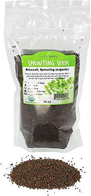 Handy Pantry front packaging showing 1 lb organic broccoli seed, clear and reliable