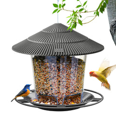 Hanizi feeder front view showing overall shape and grey finish for backyard appeal
