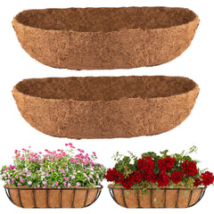 HAOVZRI front view of two 24 inch coir liners showing fit and eco design benefit