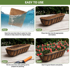 HAOVZRI liner inside a railing hanging planter demonstrating secure installation benefit