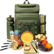 Hap Tim front view of packed backpack showing organized exterior pockets and straps