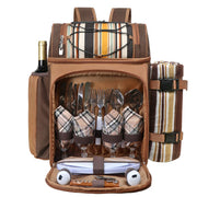 Hap Tim front view of packed picnic backpack showing organized exterior pockets and straps, convenient for outings