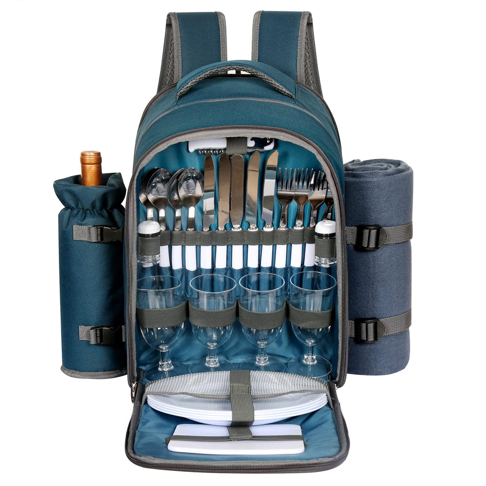 Hap Tim front view of backpack showing straps and exterior pockets, convenient portability