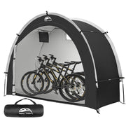 HAPPY TRAVEL front view assembled tent showing full protection for bikes
