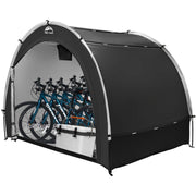 HAPPY TRAVEL front view of bike shed showing full protection and easy access
