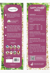 Happy Wings close-up of safflower seed texture, highlights oil-rich nutritious kernels