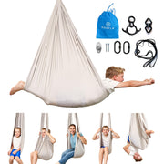 Harkla sensory swing front view showing supportive seat and shape for calming