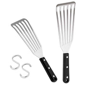HaSteeL front view of both spatulas showing full length and slotted blades for versatile flipping