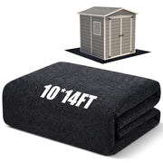 Haull front view of full 10x14 ft mat protecting shed floor