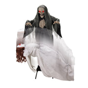 Haunted Hill Farm front view showing full animatronic duo and dramatic pose