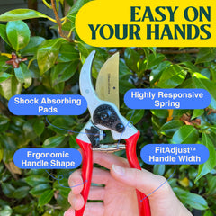 Haus & Garten shears cutting a rose stem demonstrating precise, clean pruning