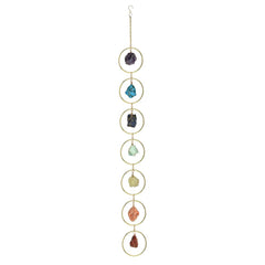 HausArtX full wind chime front view showing seven colorful gemstones and hanging loop