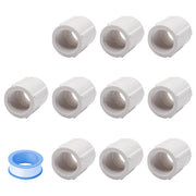 HayEastdor front packaging showing ten white PVC couplings and seal tape, easy identification benefit