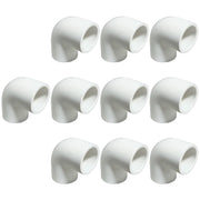 HayEastdor front view of ten white 1/2 inch PVC elbows showing pack contents and quick identification