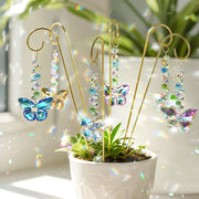H&D HYALINE & DORA front view of six colorful butterfly stakes brightening pots