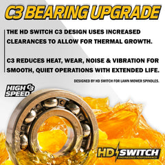 HD Switch bearing installed on a spindle demonstrating reduced vibration benefit