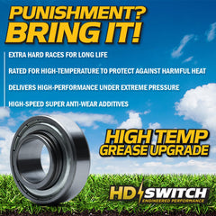 HD Switch packed with synthetic grease showing high-temp protection up to 400F