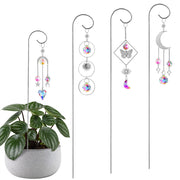 HDCRYSTALGIFTS front view showing four crystal sun catcher stakes and trellis, brightening decor