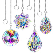 HDCRYSTALGIFTS front packaging showing four rainbow-making crystal suncatchers