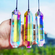 HDCRYSTALGIFTS front view showing three boxed crystal prisms with bright appeal