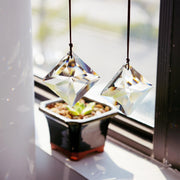 HDCRYSTALGIFTS front view of square crystal showing clear brilliance and decor benefit