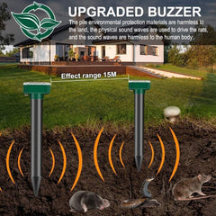 HDView stake inserted into soil illustrating correct shallow placement for effective vibration