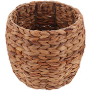 Healeved front view of woven seagrass basket showing natural texture and shape benefit