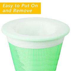 HeatPure sock in an inground pool skimmer illustrating cleaner water advantage