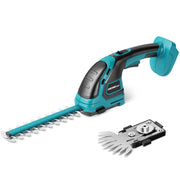 HEINPRO front view of cordless trimmer showing compact design and Makita battery slot for convenience