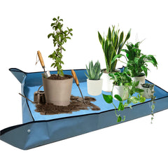 HejVulkan front view of large repotting mat showing full coverage and floor protection