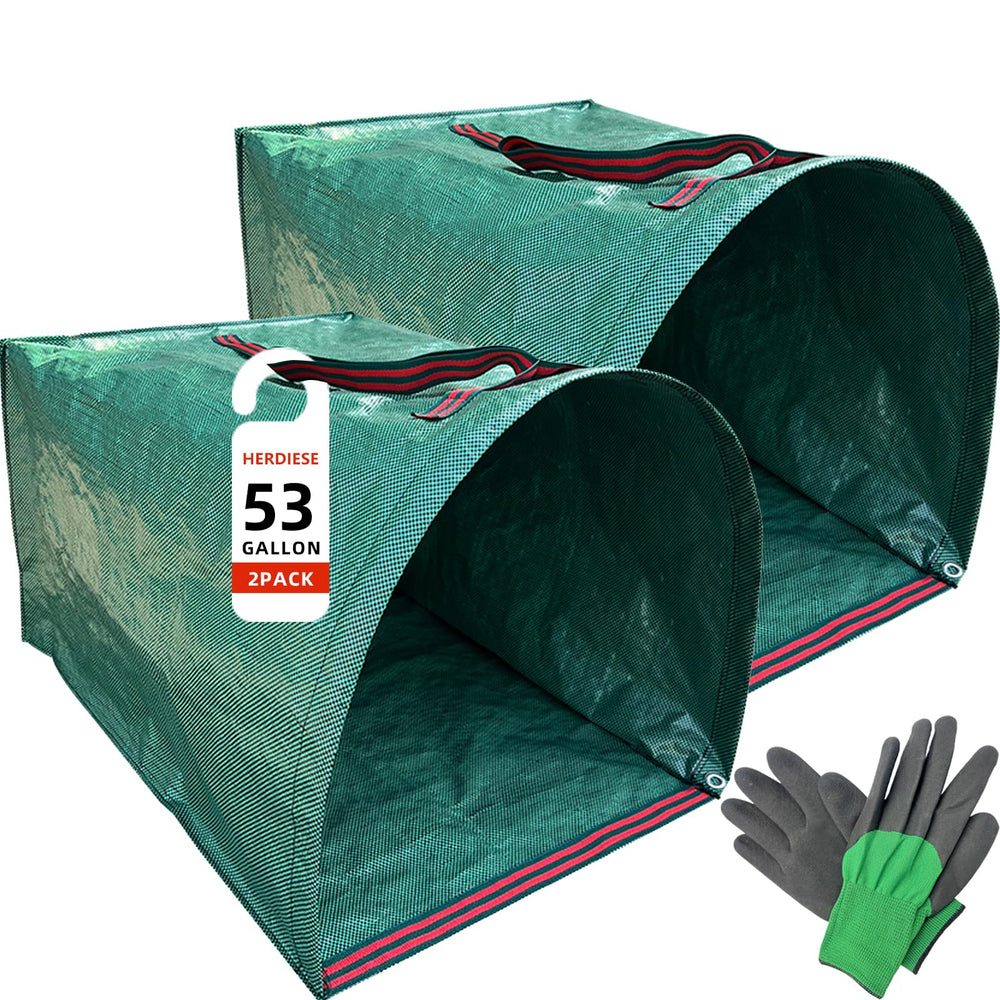 Herdiese front pack showing two 53-gallon bags, large-capacity cleanup