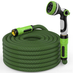 HEYRSUN front view of packaged 25 ft hose showing product and label benefit durability