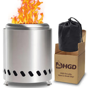 HGD front view of tabletop fire pit showing compact design and portability