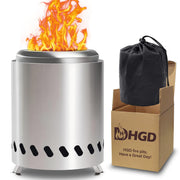HGD tabletop fire pit front view showing compact design and portability