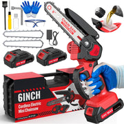 Hguptgw front view of mini chainsaw showing compact design and portable benefit