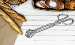 Hiash tongs beside a ruler illustrating 9.45 and 11.42 inch sizes for scale and reach