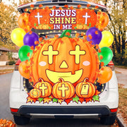Hiboom pumpkin backdrop front view showing vibrant colors and full design benefit: eye-catching display