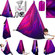 HiCamer galaxy purple front view showing full hammock for calming