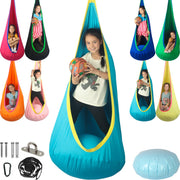 HiChrote front view of pod swing showing roomy cocoon and entrance for calming comfort